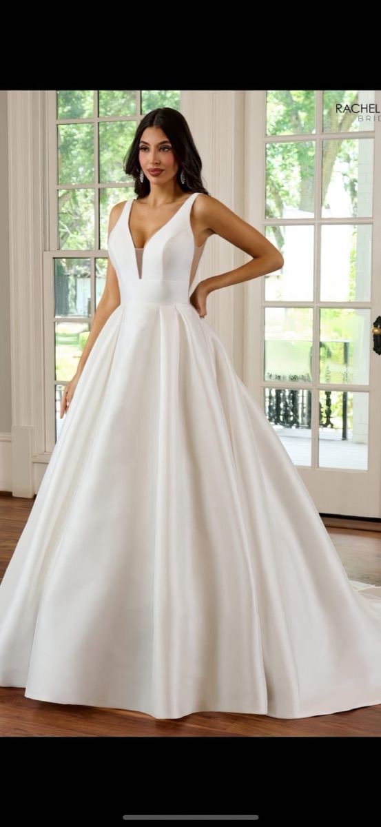 V-neck satin ballgown